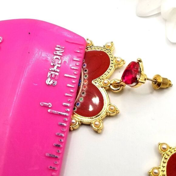 Evil eye heart shaped Dangle earrings. - Picture 2 of 4